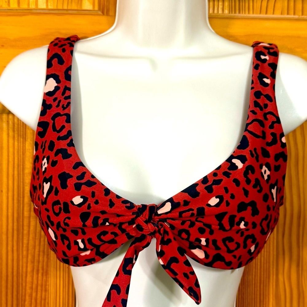 Hollister Bikini Swim Top – Rust Orange Leopard Print – Size Small (Like New)